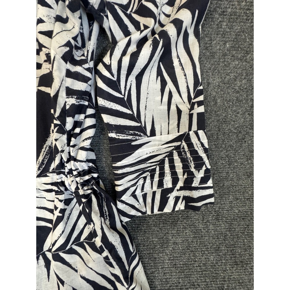 Banana Republic Womens Black White Palm Print Cotton Shirt Dress Size M Tropical - Picture 2 of 9